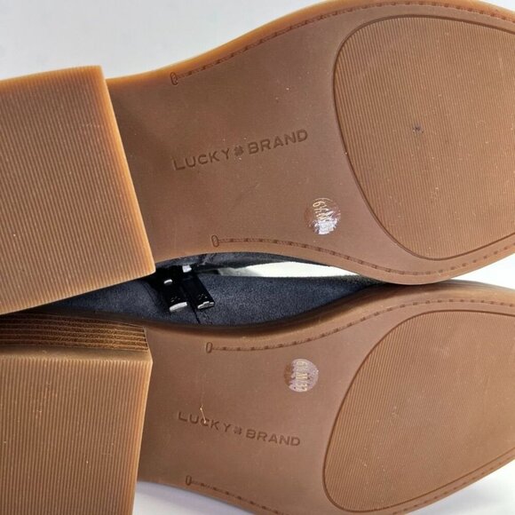 Lucky Brand Women's Kazey Square Toe Bootie in Gray Suede Block Heel - Picture 12 of 16